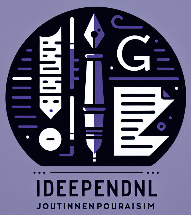 Design a minimalist and modern logo for an independent journalism platform called \'Gazeteci.uno\'. The logo should reflect professionalism, press freedom, and digital journalism. Include symbolic elements like a pen, paper, microphone, or a stylized \'G\'. Use a clean color palette with black, white, and a strong accent color like royal purple or deep blue. The typography should be refined and contemporary, suitable for both print and digital media branding.